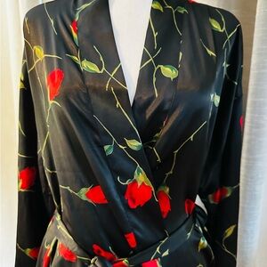 Victoria's Secret Black and Red Floral Robe